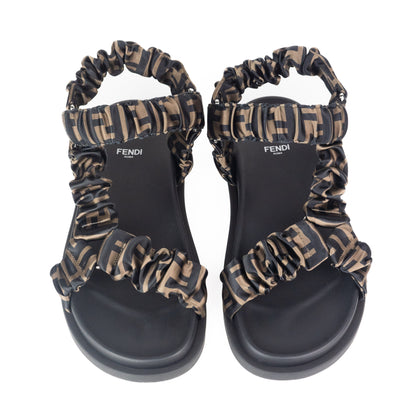 Fendi Brown Satin Sandals