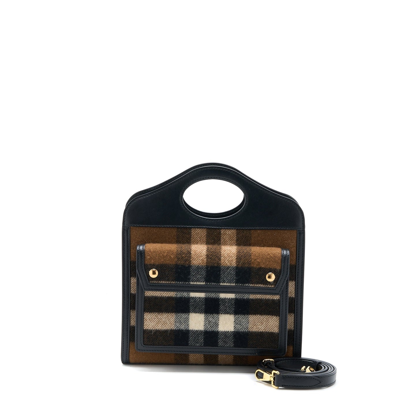 Burberry Check Pocket Purse Cashmere/Leather Multicolour Brown