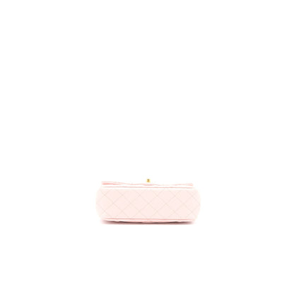 Chanel 23S Camellia Chain Mini Rectangular Flap Bag Lambskin Light Pink GHW (Microchip)
