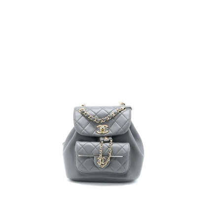 Chanel 22A Mimi Duma Backpack Lambskin Dark Grey LGHW (Microchip)