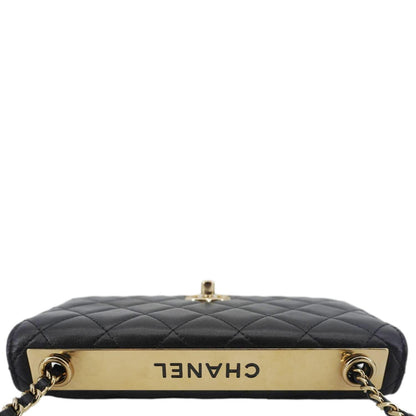 CHANEL Trendy CC Quilted Leather Wallet On Chain Crossbody Bag Black