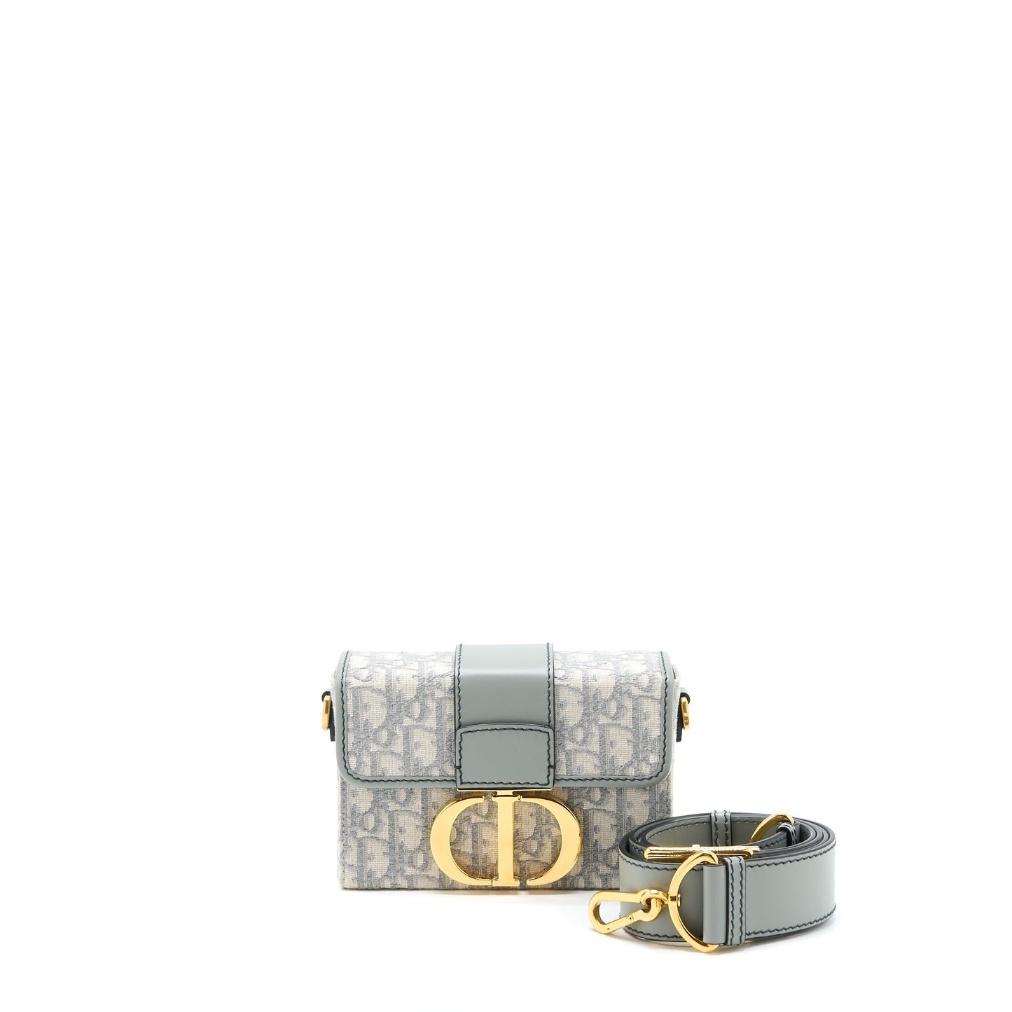 Dior 30 Montaigne Mini Box Purse Grey Oblique Jacquard