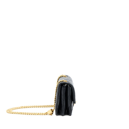 Chanel 22K Gold Pillar Adjustment Chain Flap Bag Lambskin Black GHW (Microchip)