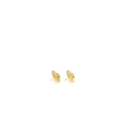 Chanel Shell/CC Logo Earrings Multicolour Crystal Gold Tone
