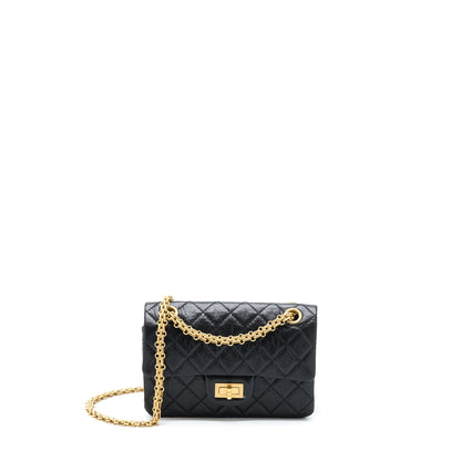 Chanel Mini 2.55 Reissue Flap Bag Aged Calfskin Black Brushed GHW (Microchip)