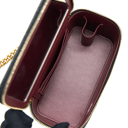 Chanel Long Vanity Detailed Gem Chain Lambskin Black GHW (Microchip)