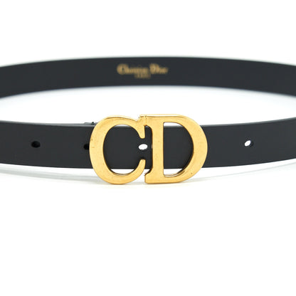 Dior size75 20mm Saddle Belt Calfskin Black