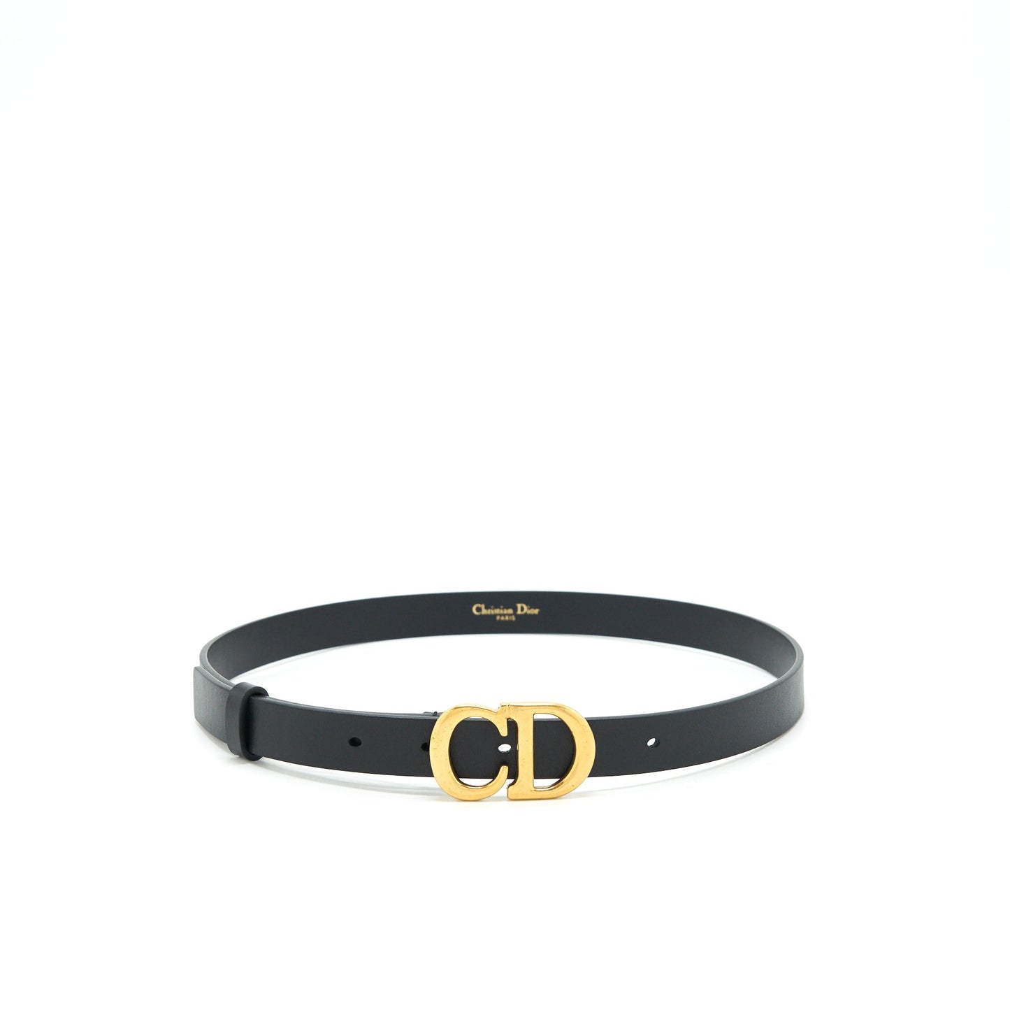 Dior size75 20mm Saddle Belt Calfskin Black
