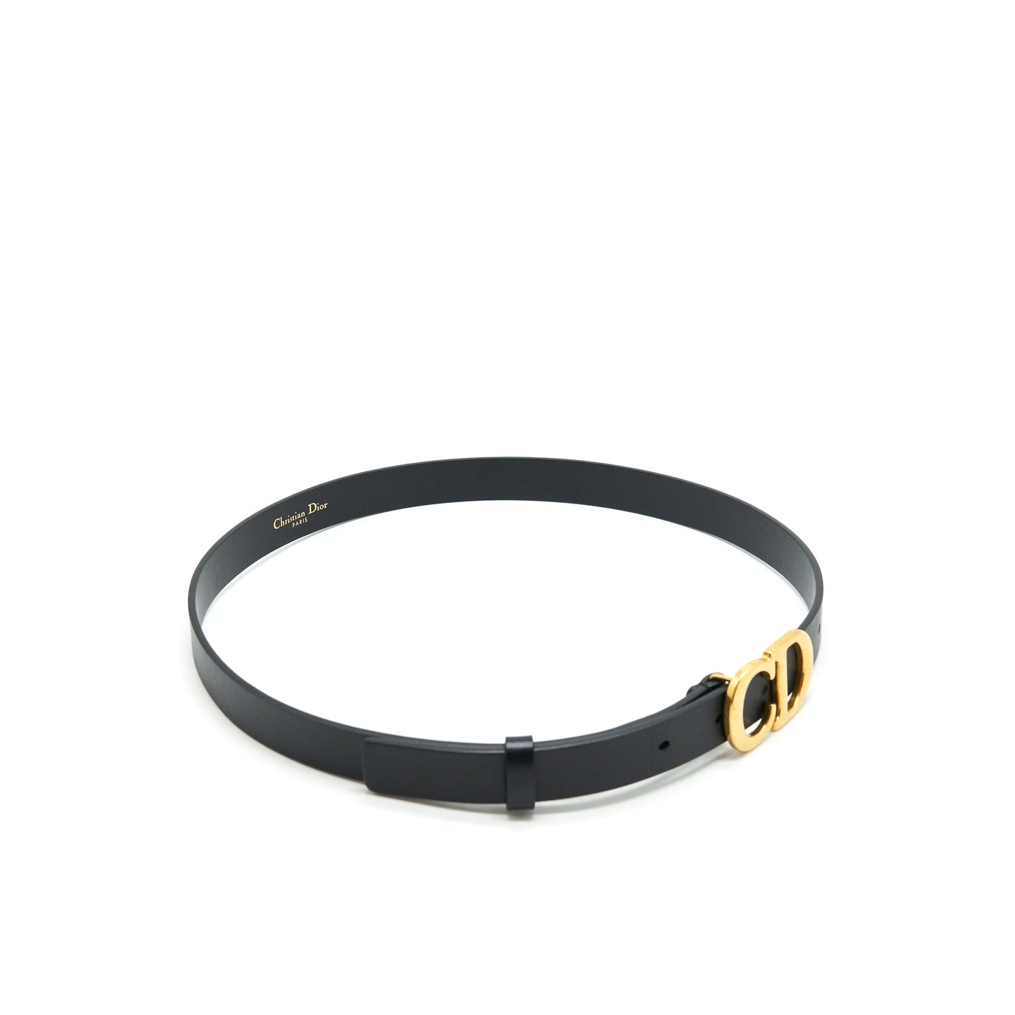 Dior size75 20mm Saddle Belt Calfskin Black