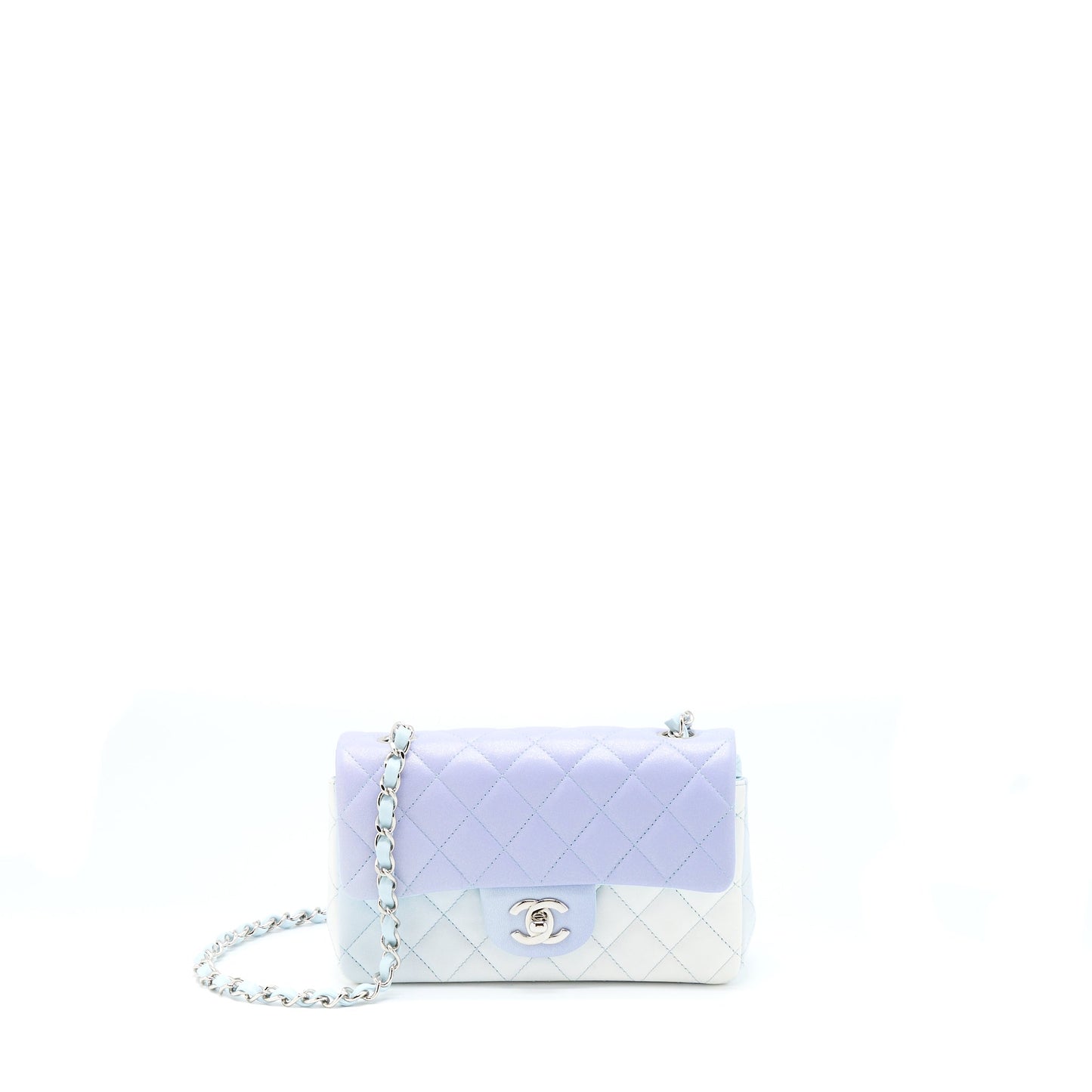 Chanel 21K Mini Rectangular Flap Bag Lambskin Multicolour OmbrÃ© Iridescent SHW (Microchip)
