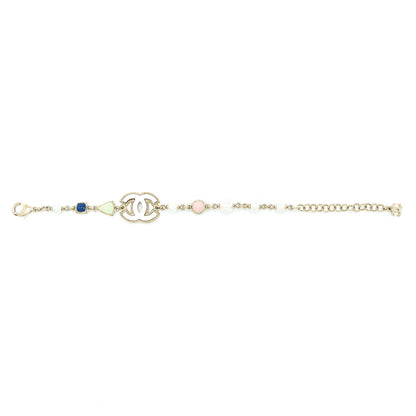 Chanel 19P CC Logo Bracelet Pearl/ Stud Light Gold Tone