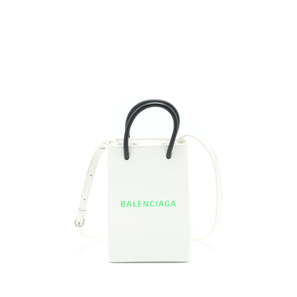 Balenciaga Mini Shopping Phone Pouch White