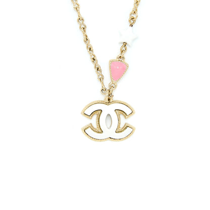 Chanel 19P CC logo Necklace Stud Multicolour Light Gold Tone