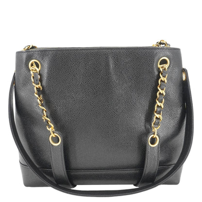 CHANEL Vintage Timeless CC Caviar Leather Chain Shoulder Strap Black