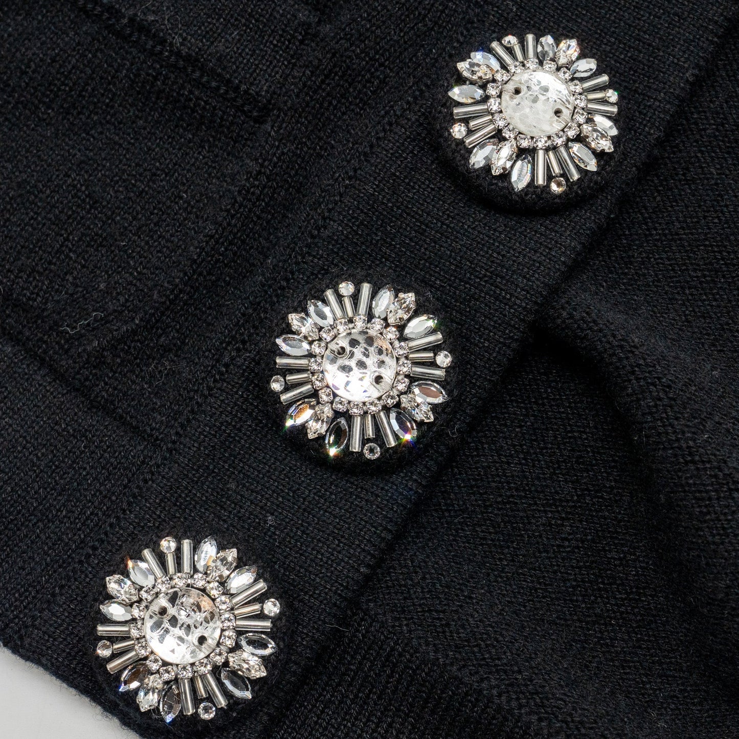 Chanel Size 34 Crystal Button Cardigan Cashmere Black