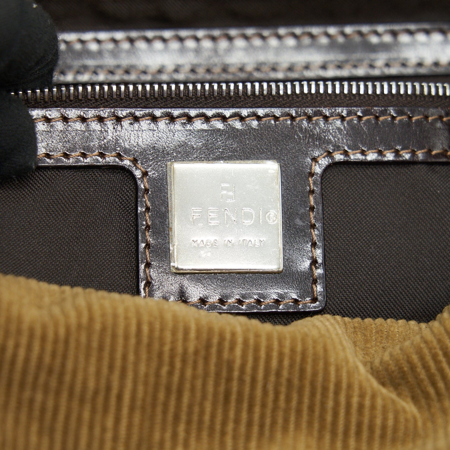 Fendi Vintage Nylon Baguette Bag Light Brown SHW