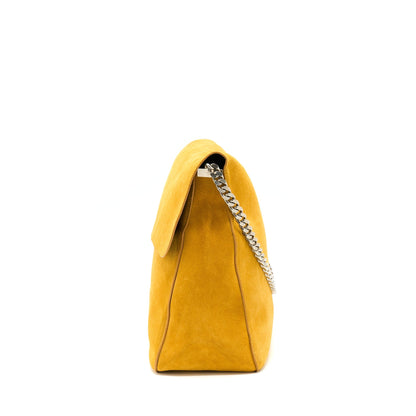 Celine Flap Mini Purse Suede Mustard Yellow
