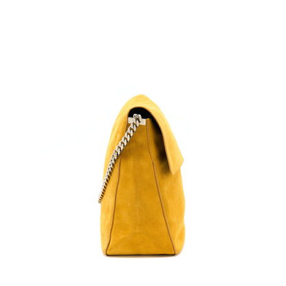 Celine Flap Mini Purse Suede Mustard Yellow