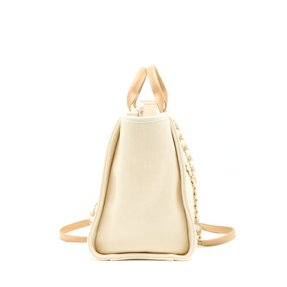 Chanel Deauville Pearl Tote Canvas GHW