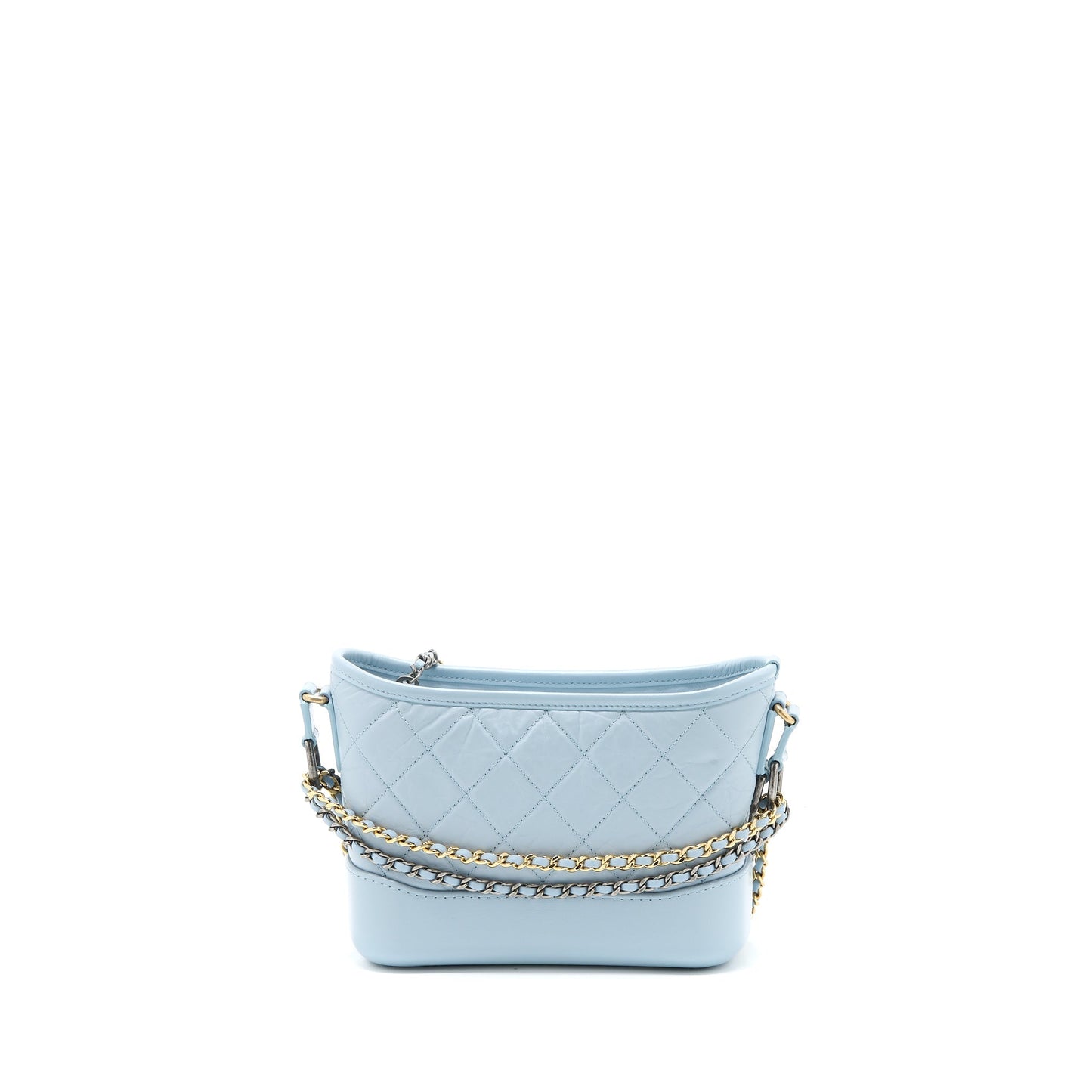 Chanel Small Gabrielle Hobo Bag Lambskin Light Blue Multicolour Hardware