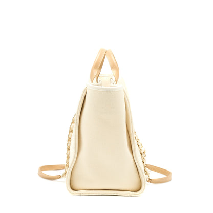 Chanel Deauville Pearl Tote Canvas GHW