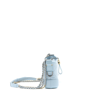 Chanel Small Gabrielle Hobo Bag Lambskin Light Blue Multicolour Hardware