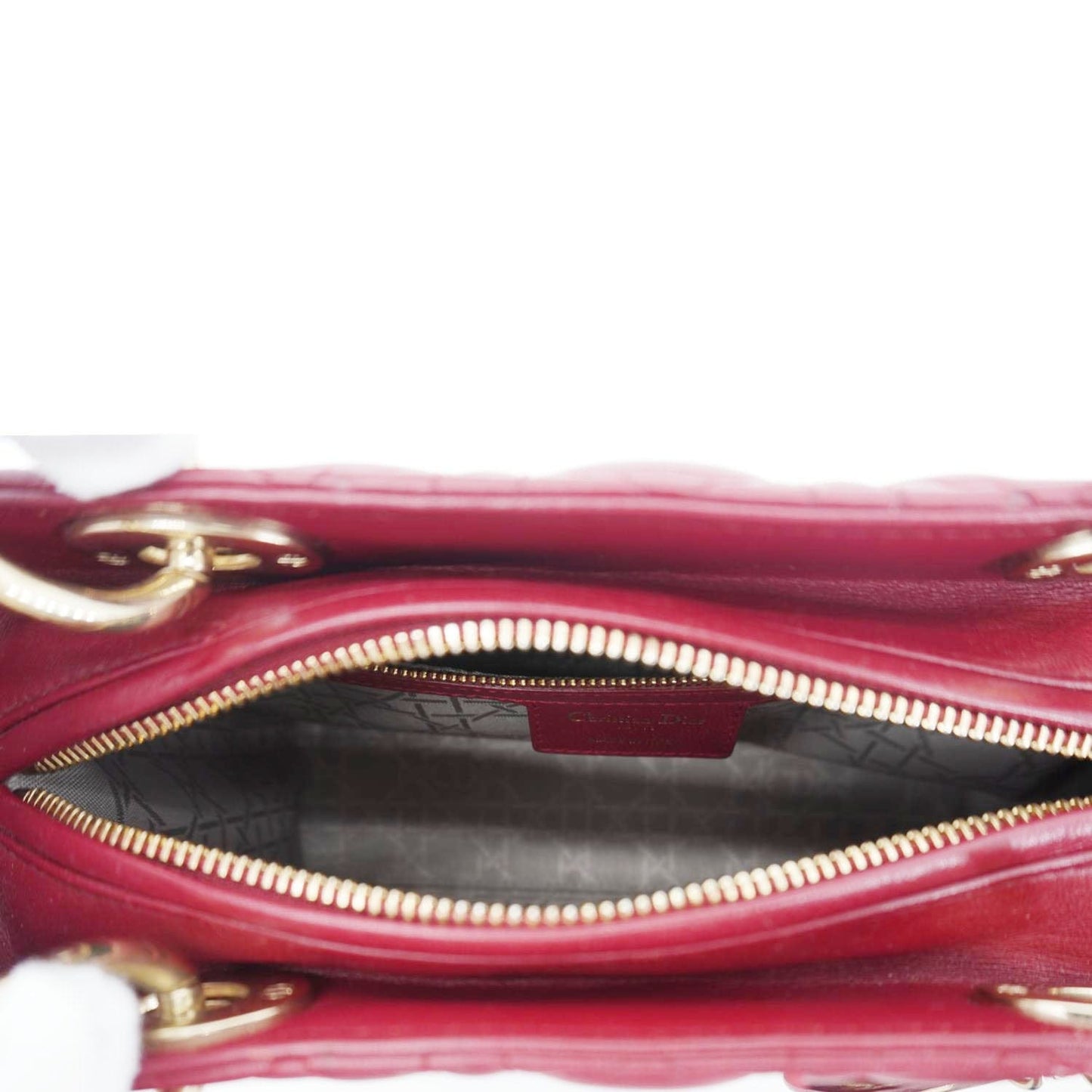 CHRISTIAN DIOR Lady Dior Medium Cannage Leather Crossbody Bag Red