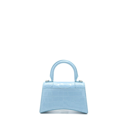 Balenciaga Hourglass Cro-Embossed Calfskin Light Blue