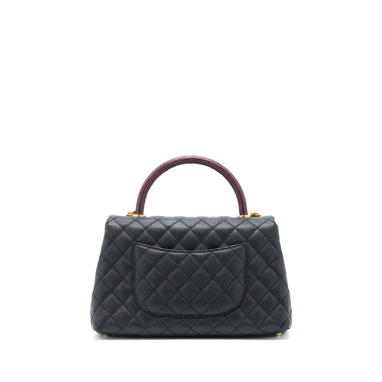 Chanel Medium Coco Handle Caviar with Lizard Handle Black Brushed GHW