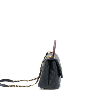Chanel Medium Coco Handle Caviar with Lizard Handle Black Brushed GHW