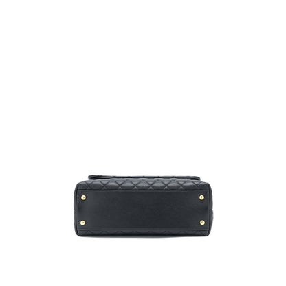 Chanel Medium Coco Handle Caviar with Lizard Handle Black Brushed GHW