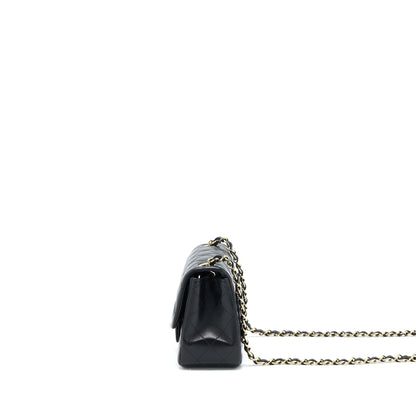 Chanel Classic Mini Square Flap Bag Lambskin Black LGHW (Microchip)
