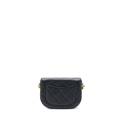 Chanel 22B Round Messenger Bag Grained Calfskin Black Brushed GHW (Microchip)