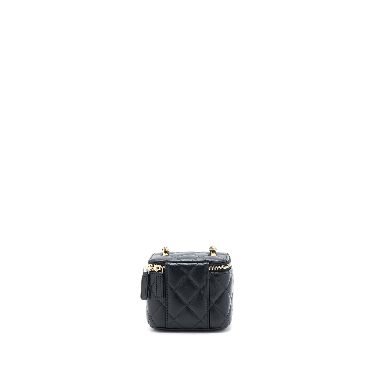 Chanel Pearl Crush Mini Vanity with Chain Lambskin Black GHW (Microchip)