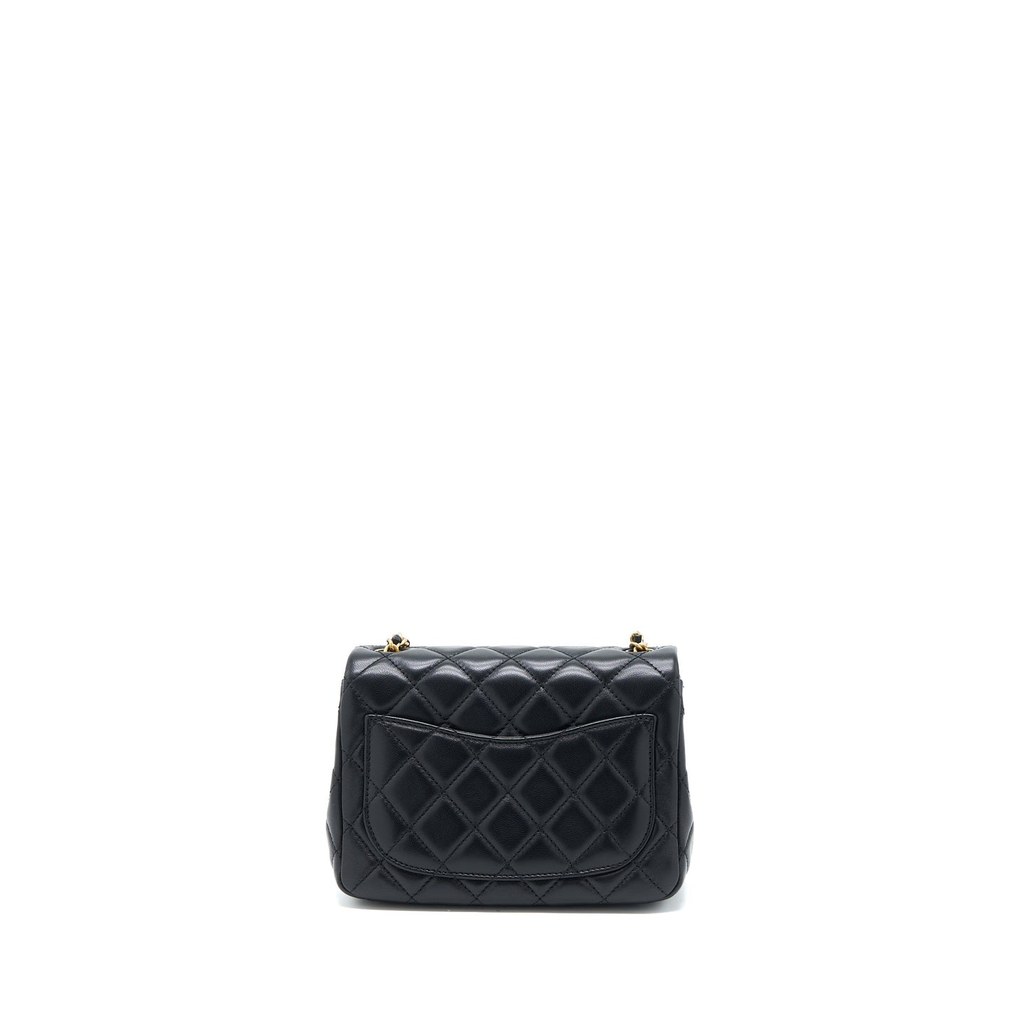 Chanel Pearl Crush Mini Square Flap Bag Lambskin Black GHW (Microchip)