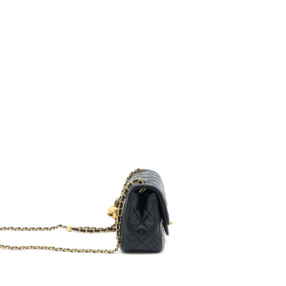 Chanel Pearl Crush Mini Square Flap Bag Lambskin Black GHW (Microchip)