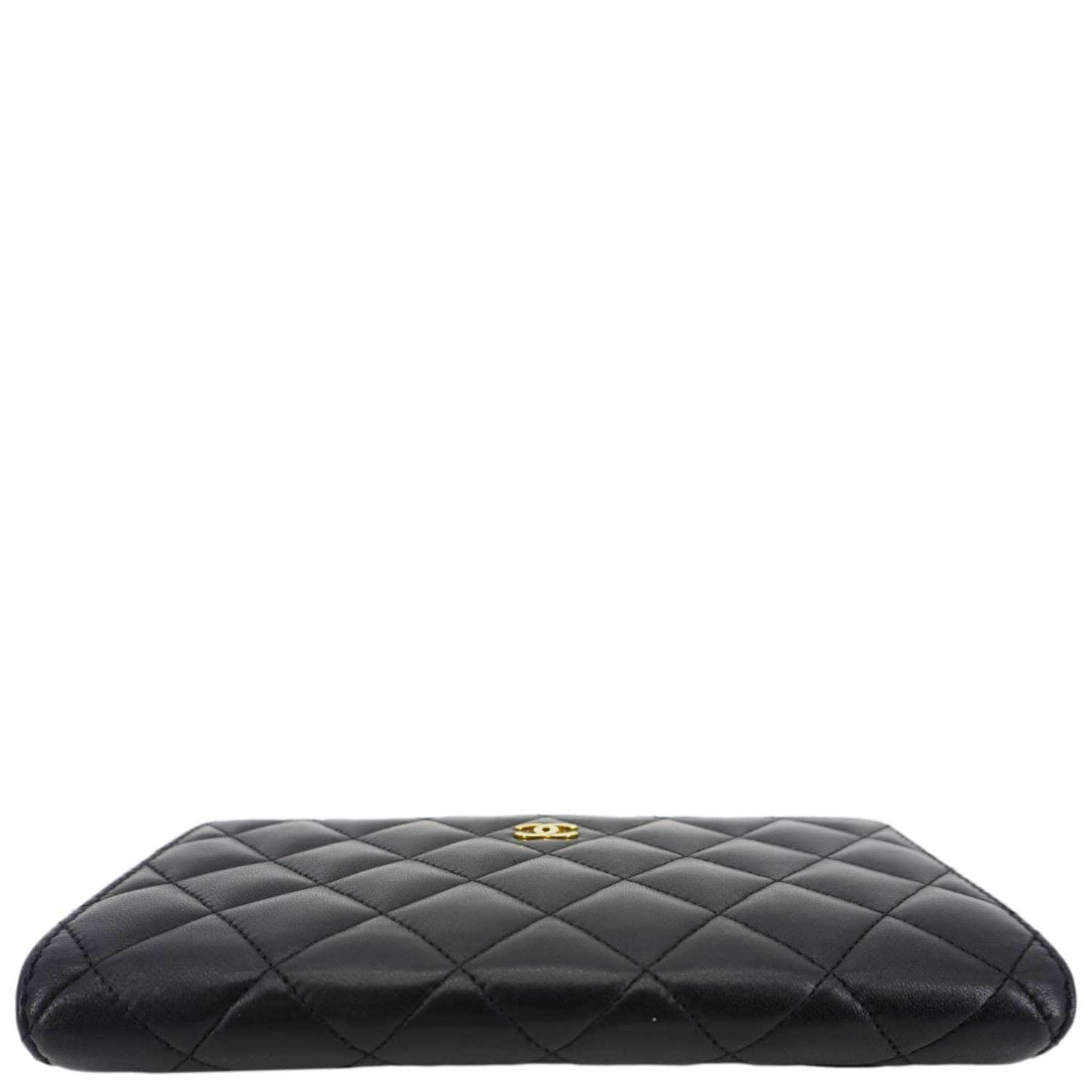 CHANEL Flap Quilted Leather Wallet Black