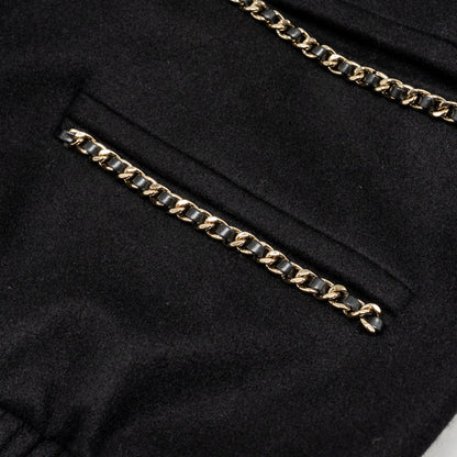 Chanel size 36 cashmere jacket with chain details Black