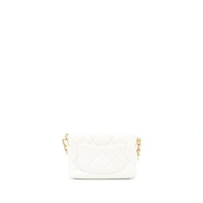 Chanel 22A Small Flap Bag Caviar White With GHW (Microchip)