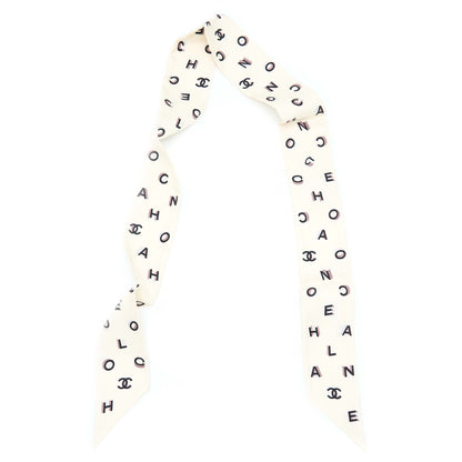 Chanel 22B Letter And CC Logo Twilly Ecru/Black