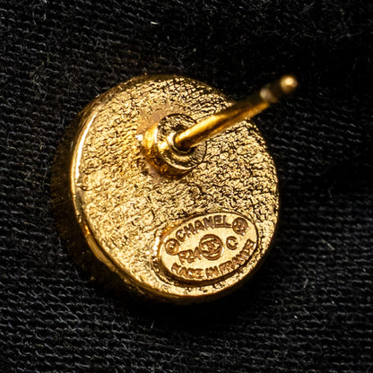 Chanel mini round CC logo earrings gold tone