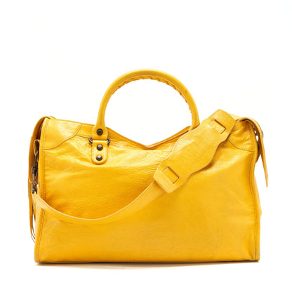 Balenciaga classic city Purse yellow ruthenium hardware