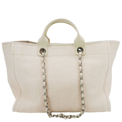 CHANEL Deauville Large Raffia Mixed Fibers Tote Bag Cream