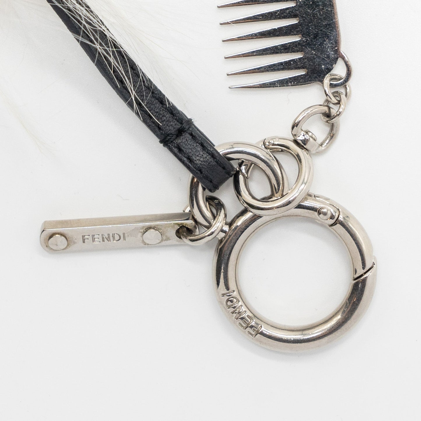 Fendi Karl Lagerfeld Keyring Charm Black/ White Fur