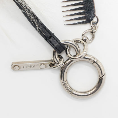 Fendi Karl Lagerfeld Keyring Charm Black/ White Fur