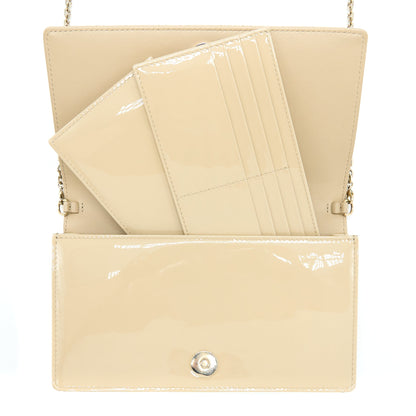 Dior Lady Dior Pouch With Chain Patent Beige