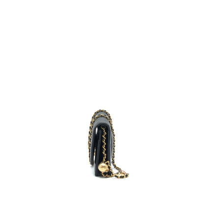 Chanel 22C Pearl Crush Wallet On Chain Black GHW (Microchip)