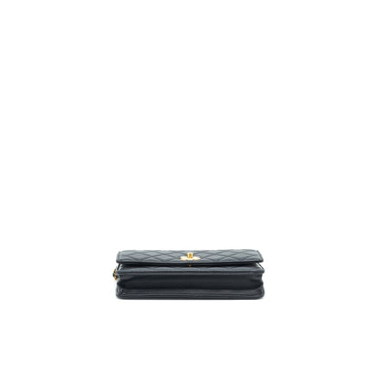 Chanel pearl crush wallet on chain Lambskin black GHW