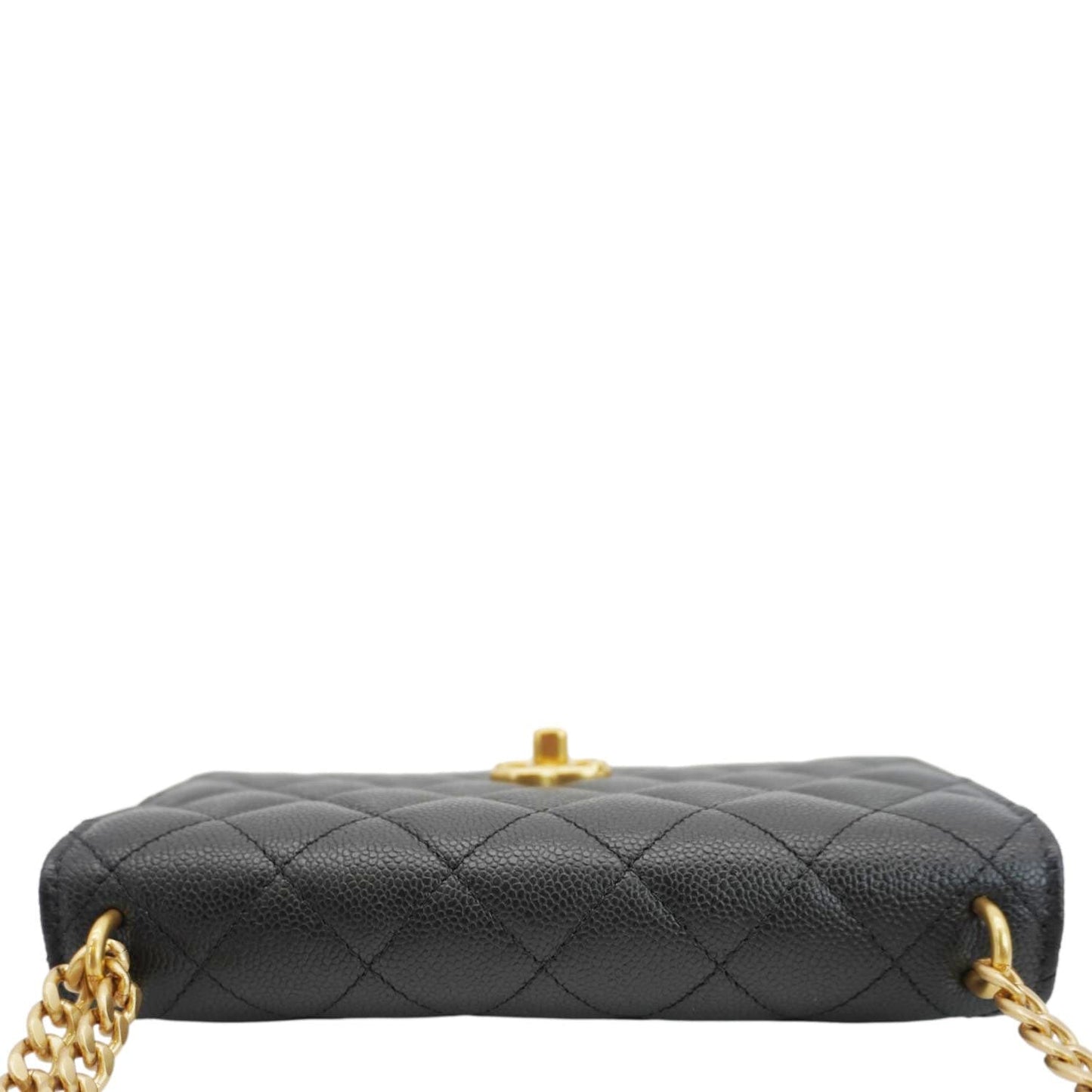 CHANEL Wallet On Chain Quilted Caviar Leather Crossbody Bag Black