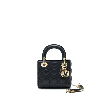 Dior Mini Lady Dior Tote Purse Lambskin Black